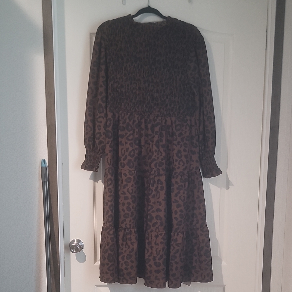 NWT Womans Plus  Emery Rose Leopard Print Long Sleeve Dress Size 1X
